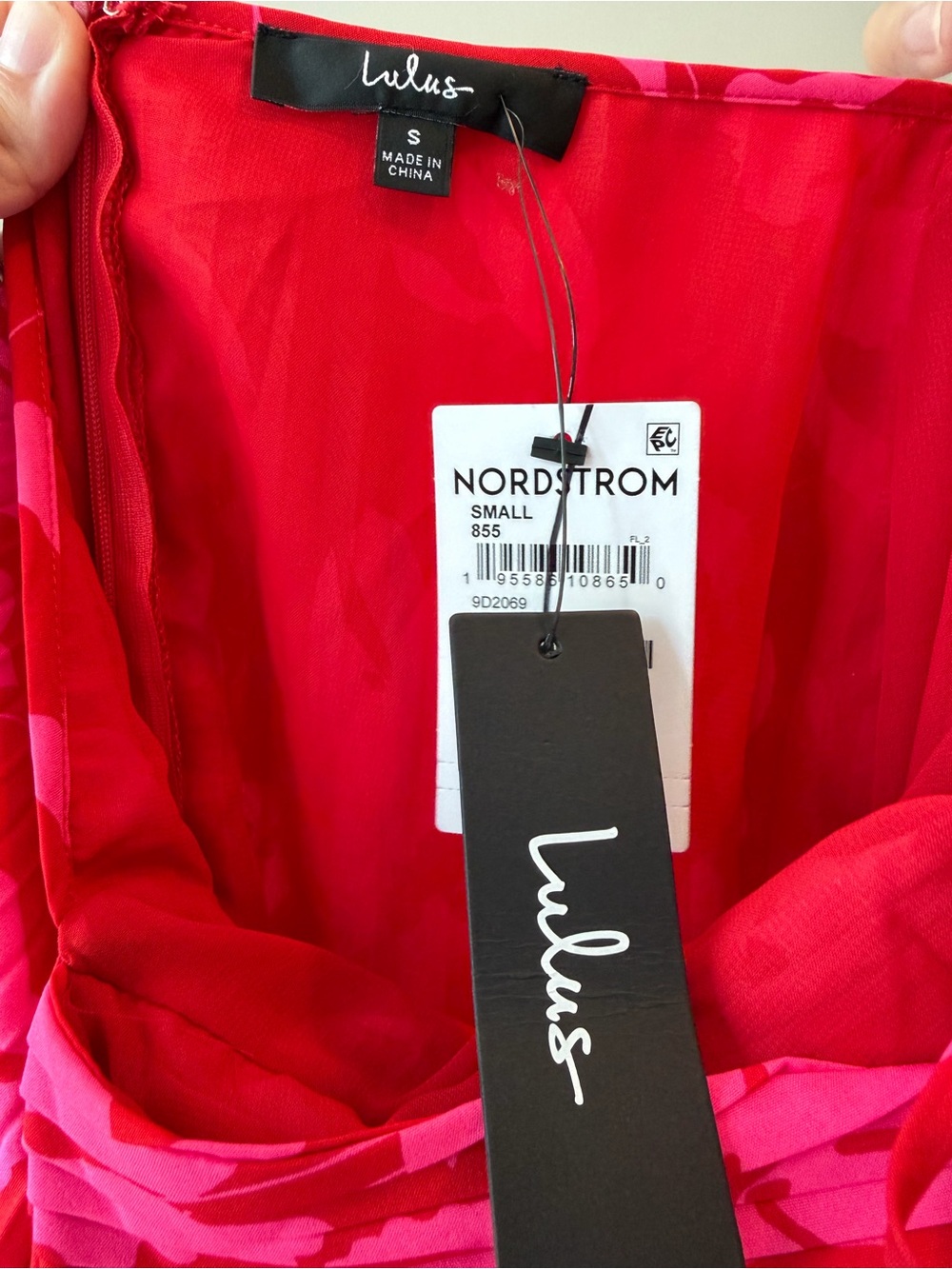 NWT Lulus Vibrant Moment Red Pink Floral Pleated Lace-Up Midi Dress S - Picture 3 of 4